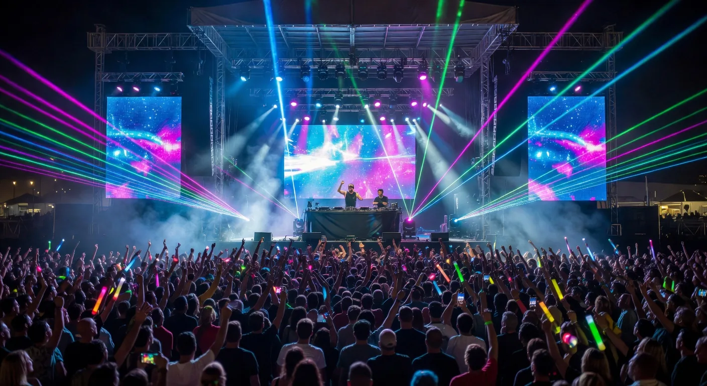 Electronic music festival with laser lights