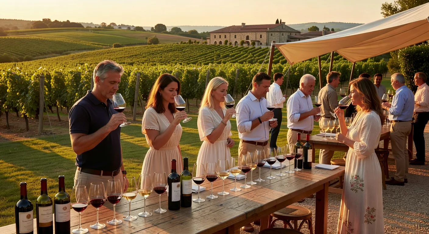 Wine tasting at vineyard event